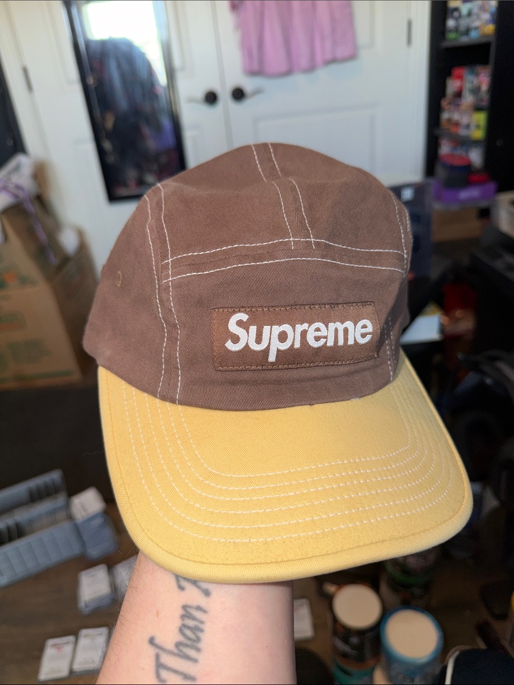 Supreme 2-Tone Twill Camp Cap - Brown